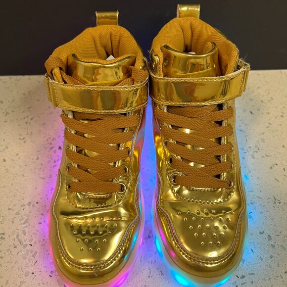 GOLD Rechargeable Solid or Flashing Light Up Shoes - Many options and Colors - Picture 6 of 16